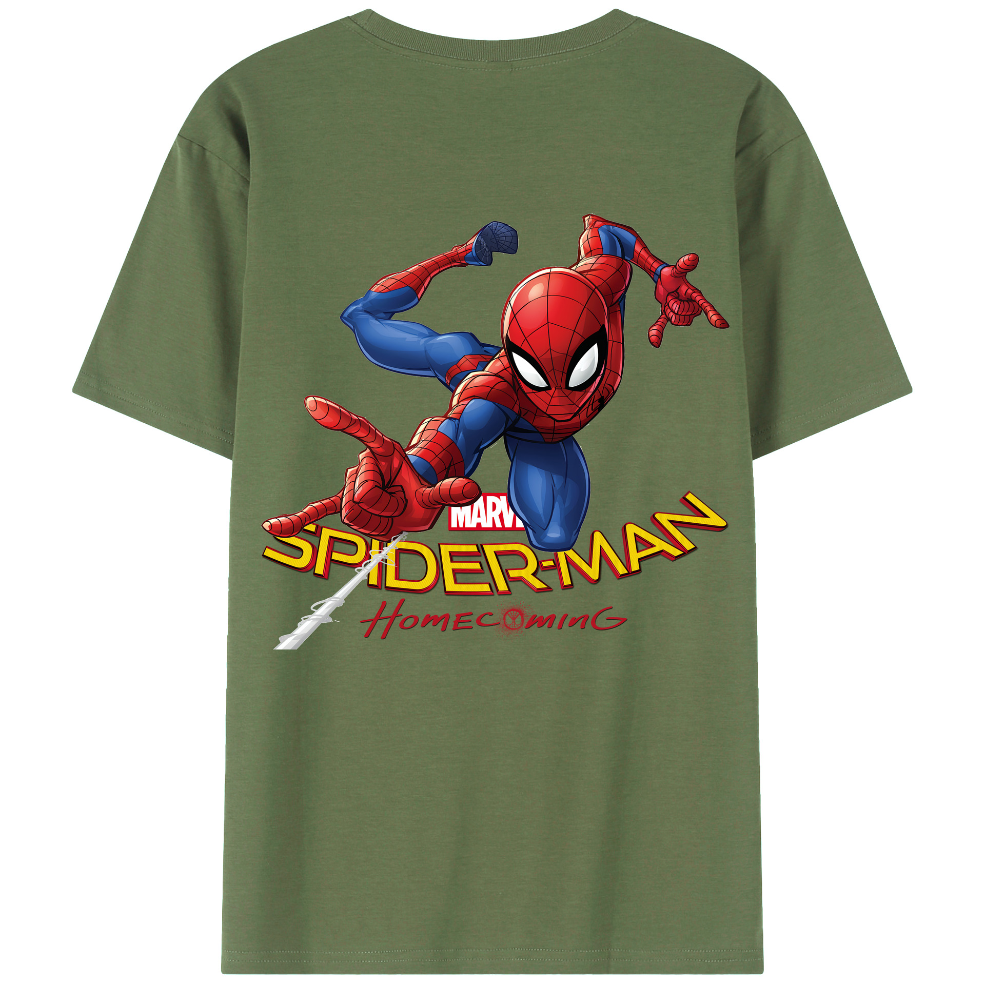 （画像用） Spider Man スパイダーマン 綿100％ メンズ半袖Tシャツ（バックプリント） 通気性